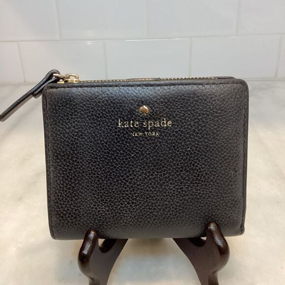 Kate Spade Black Pebble Leather Bifold Wallet - Picture 1 of 13